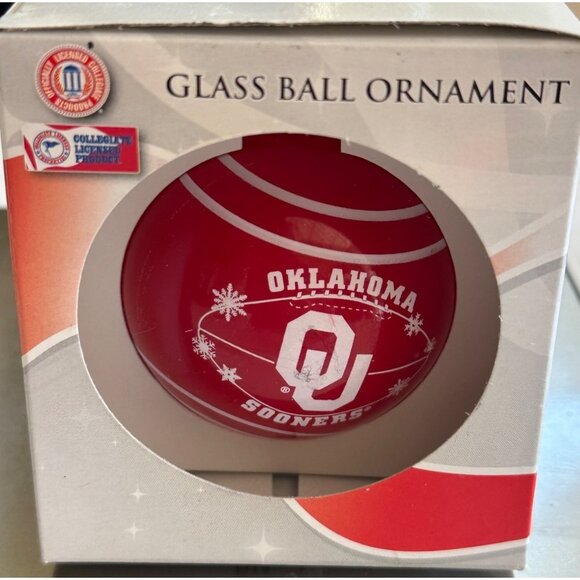 Collegiate Licensed Product University of Oklahoma OU Glass Ball Ornament-BOXED - Picture 12 of 12